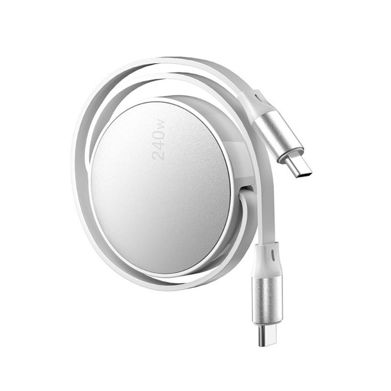 Выдвижной USB Type-C кабель для зарядки, 240 Вт, высокая скорость, синхронизация данных, шнур питания с широкой совместимостью