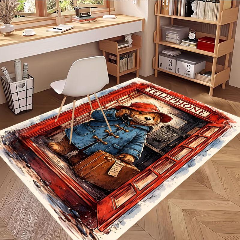 Paddington Bear Print Rug, Washable Floor Carpet, For Entryway Dorm Laundry Room Office Study, Home Decor Birthday Christmas Gift