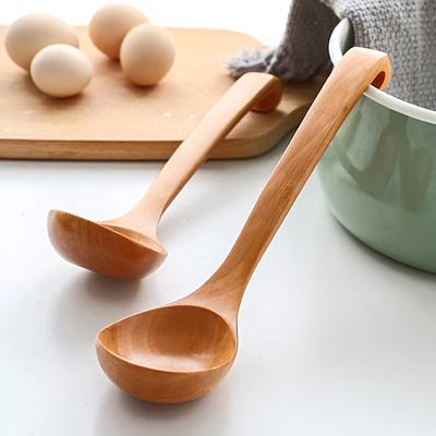 Деревянная ложка с длинной ручкой, половник для супа, кухонная ложка для сервировки, приготовления пищи, большая ложка для супа в японском стиле, совок, кухонная посуда