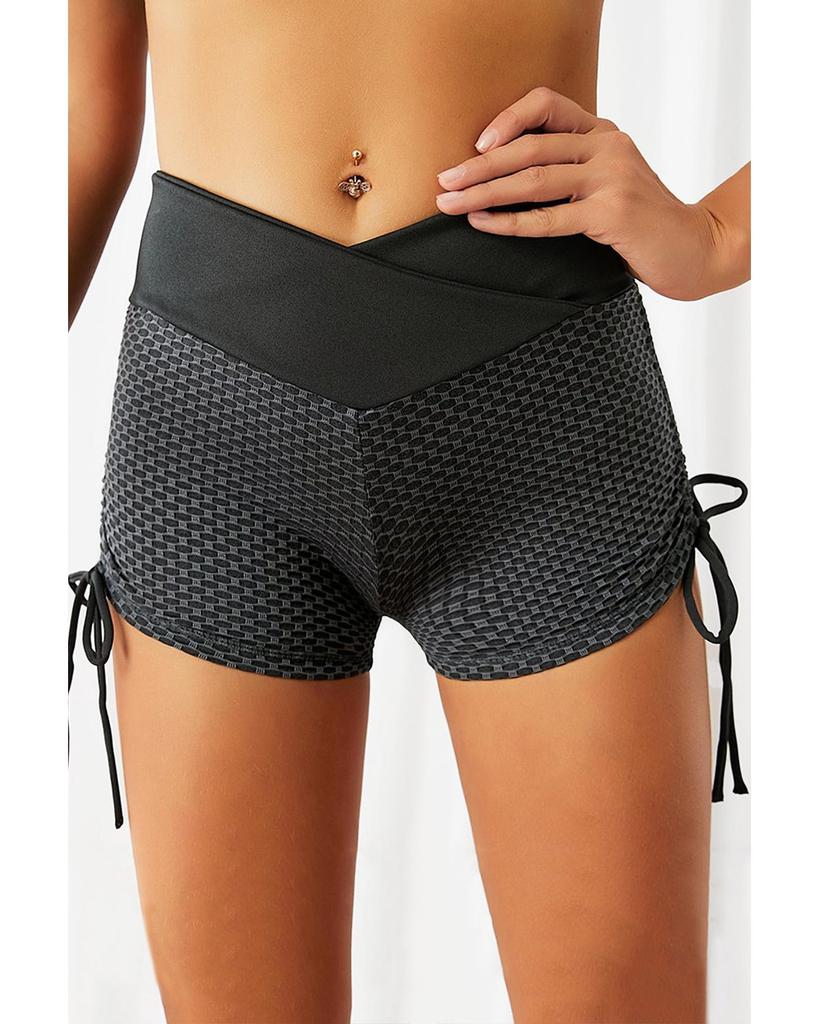Azura Exchange Черные шорты с завязками по бокам, антицеллюлитные, с высокой талией, утягивающие ягодицы