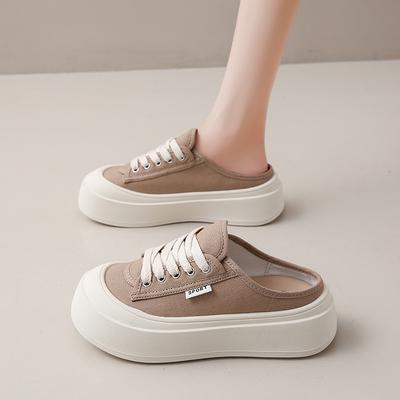 CRLAYDK Классические женские парусиновые удобные мюли слипоны повседневные лоферы на платформе туфли без задника женские домашние уличные шлепанцы