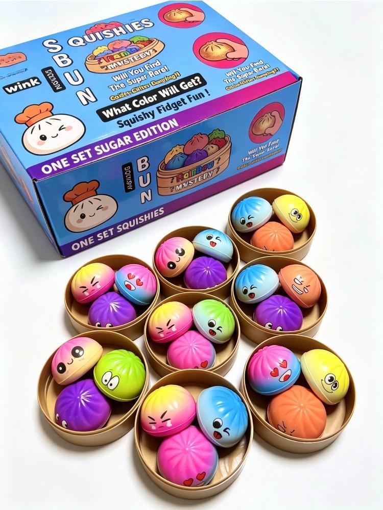 Мини-пароварка Сквиши-булочка Mystery Blind Box Цветной градиент Пельмень Фиджет-игрушка Снятие тревоги Детский сюрприз Игрушка для дня рождения