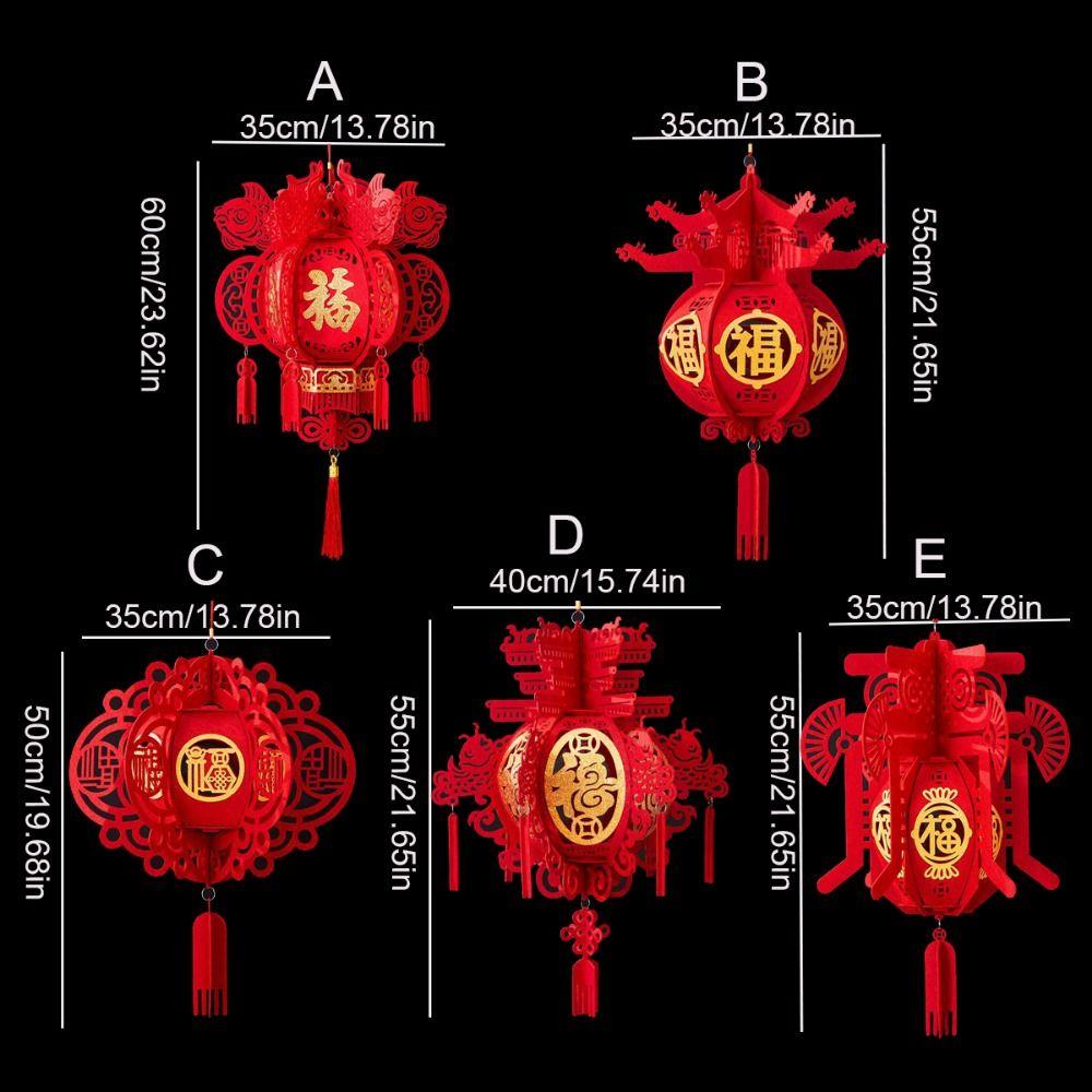 With Tassel Flocking Cloth Red Lanterns Hangable Chinese New Year Lantern Spring Festival