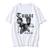 Рэпер Тупак 2Pac Уличная мода Хип-хоп Мода Футболка с коротким рукавом с графическим принтом Мужская Женская Харадзюку Y2K Свободный Повседневный Большой размер Верх Летний Новый Футболка