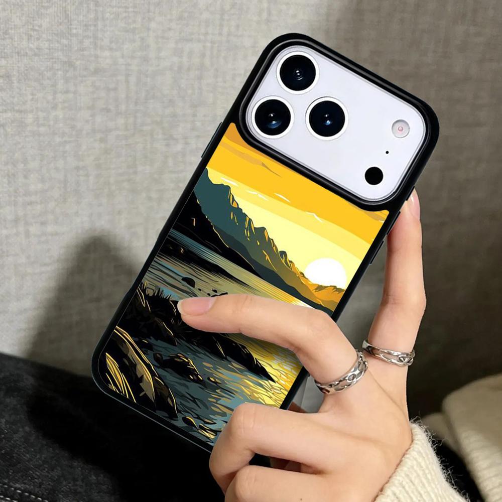 Capa Case for iPhone 17 Air 16 Pro Max 15 Plus 11 13 Mini 14 12 Back Phone Cover Nature Mountain Peaks