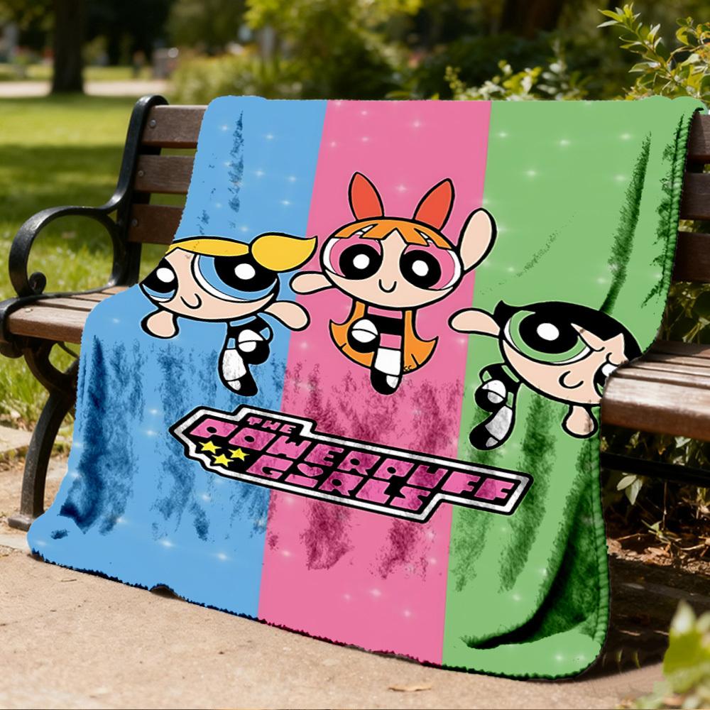 1pc Powerpuff Girls Outdoor Flannel Throw Blanket Soft, Lightweight & Warm