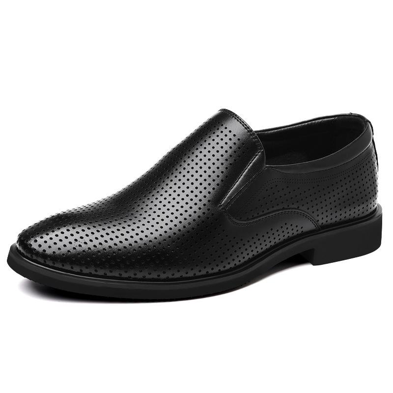 Leather shoes men's summer breathable sandals business dress men's shoes dad shoes hole shoes