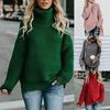 Женский свитер оверсайз с высоким воротником, повседневный, толстой вязки, зимний топ, длинный рукав, однотонный, женская одежда