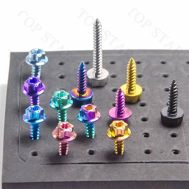 TMJ Gr5 Titanium Bolts Air Filter Bodywork Self-Tapping Screw Flange Head Hex Screw Bolts for Motorcycle Car Bicycle