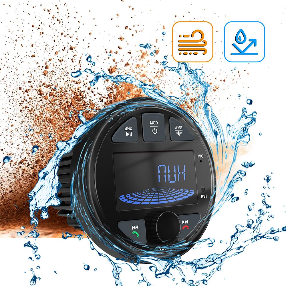 Медиаплеер для лодки, Морская стереосистема MP3, Водонепроницаемое Bluetooth-аудиорадио FM/AM-приемник, Подходит для комбайнов, квадроциклов, UTV, SPA, RZR