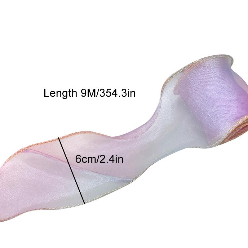 10 ярдов Волнистый край 6 см шириной Упаковка подарков Градиент Швейные принадлежности Аксессуары для рукоделия для головного убора Шляпа DIY Рыбий хвост Пряжа