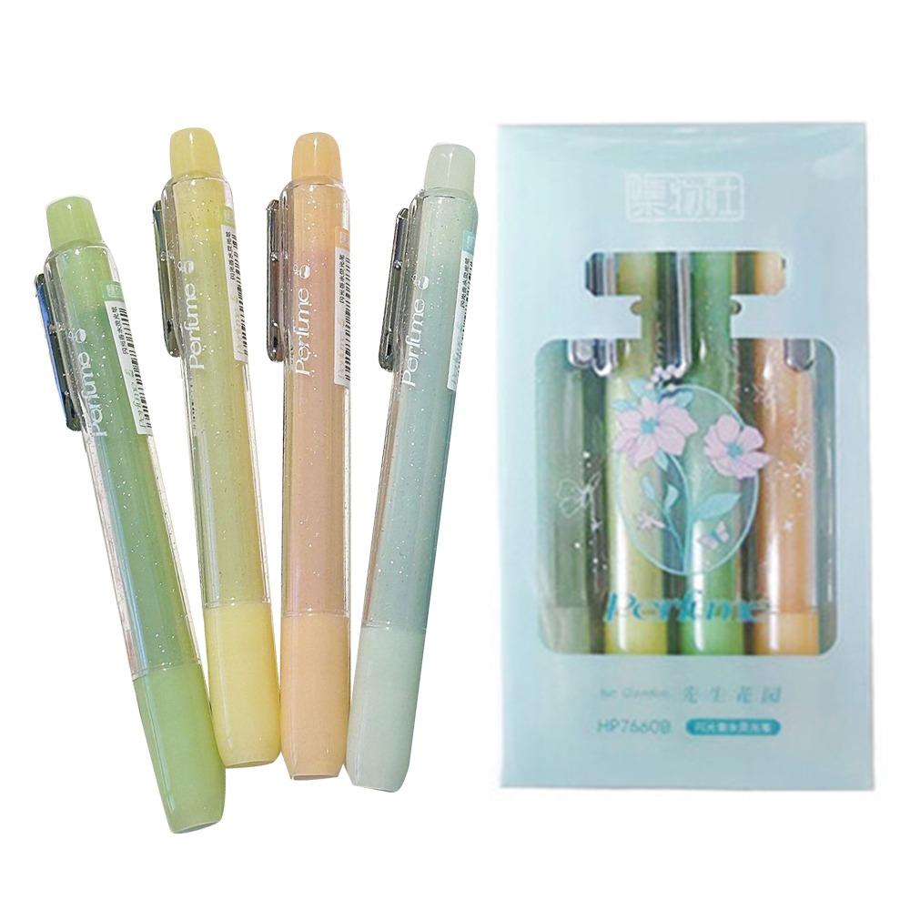4Pcs Color Glitter Colorful Gel Pen Set Mark Key Points Color Marker Pen School Office Supplies