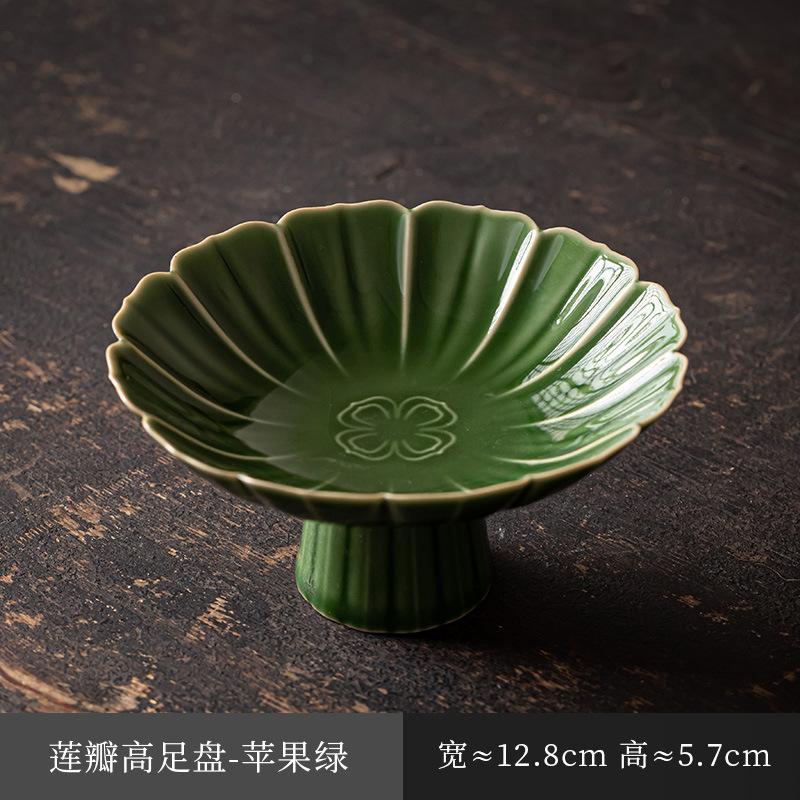 Китайская керамическая тарелка для фруктов на высокой ножке, тарелка для закусок в стиле дзен, тарелка для выпечки Будды, изысканная тарелка для закусок на высокой ножке, помолвочная тарелка