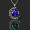 Luminous 12 Constellations Zodiac Signs Necklaces Crescent Moon Pendant Chains Necklace for Women and Men Birthday Jewelry Gifts