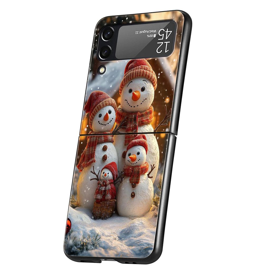 Рождественский Снеговик Жесткий ПК Чехол для Телефона Для Samsung Galaxy Z Flip 7 6 5 4 Черная Крышка Для Galaxy Z Flip 3 Складной Корпус Fundas Сумка