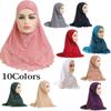 Solid Color Muslim Headscarf Lace Flower Women Head Wrap New Islamic Shawl Scarf