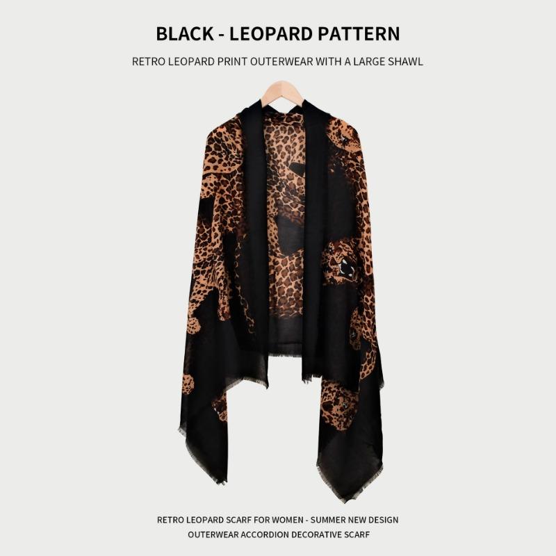 Vintage Leopard Print Scarf Women S Luxury Shawl For Spring Autumn