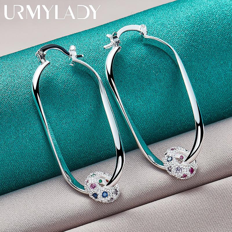 Серьги из стерлингового серебра 925 пробы с шариками и разноцветными цирконами для женщин, очаровательные модные украшения