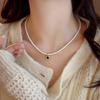 High-End Emerald Glass Pearl Choker Necklace for Women - Light Luxury & Elegant Clavicle Chain