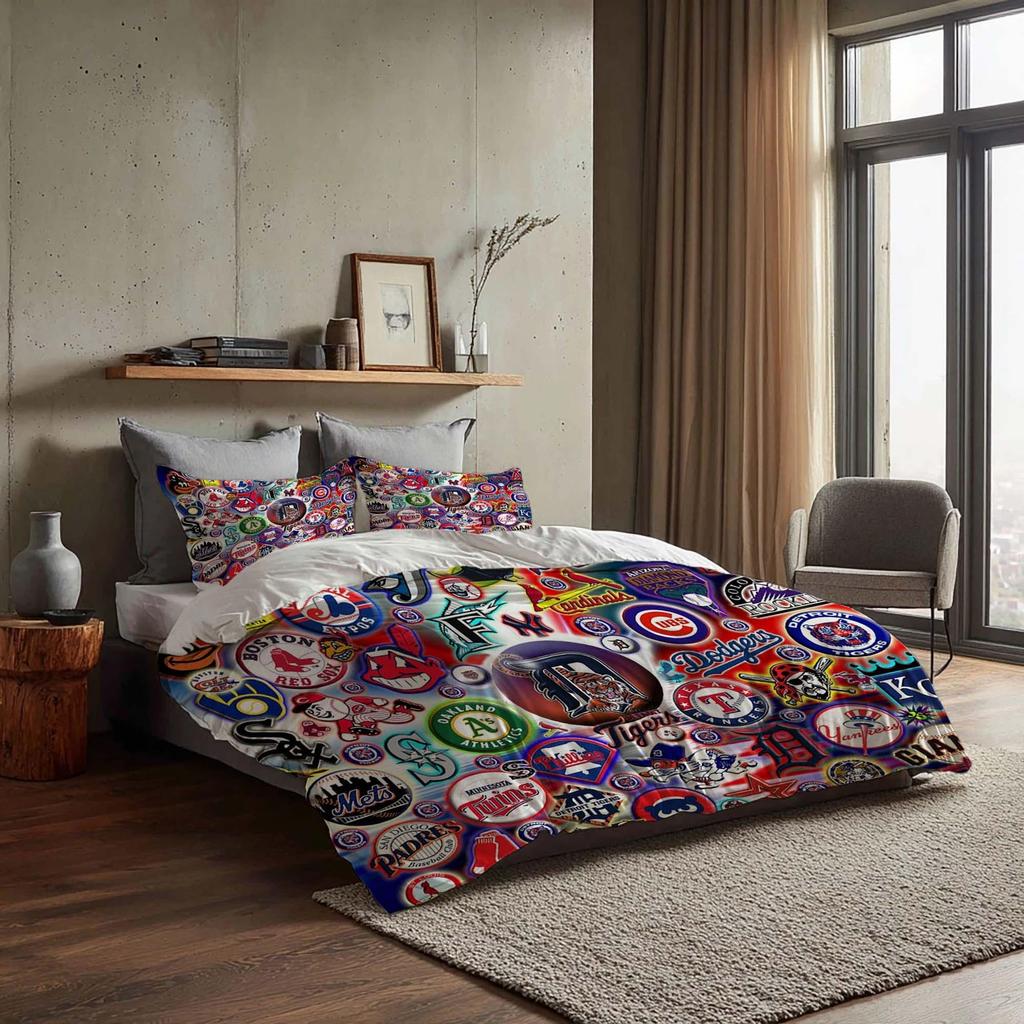 Personalized Name Baseball Duvet Cover Bedding Three Piece Set Custom Quilt Cover Comfortable Perfect Gift for Birthday Christmas.