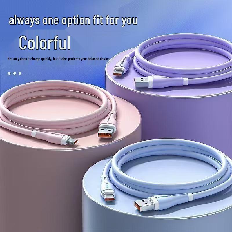 Silicone Luminous 120W Fast Charging Data Cable for Huawei, Vivo, Oppo, Apple 15/16, and Android Devices