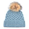 Женская зимняя шапка, женская теплая вязаная шерстяная шапка с натуральным мехом и помпоном, шапки для девочек