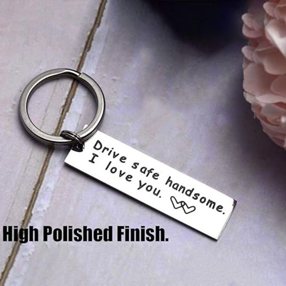 Double Sided Mirror Polishing Drive Safe Keychain Letter Keychain Anniversary