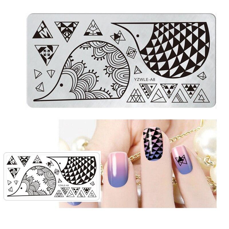 1 шт., прямоугольный шаблон для дизайна ногтей, 12X6 см, оригами, кружево, виноградная лоза, цветы, листья, дизайн изображений для девочек, DIY пластина для штампов для ногтей