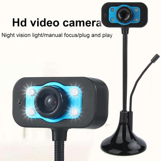 HD Webcam USB Video Recording Camera Night Vision with Mic for Laptop Desktop
