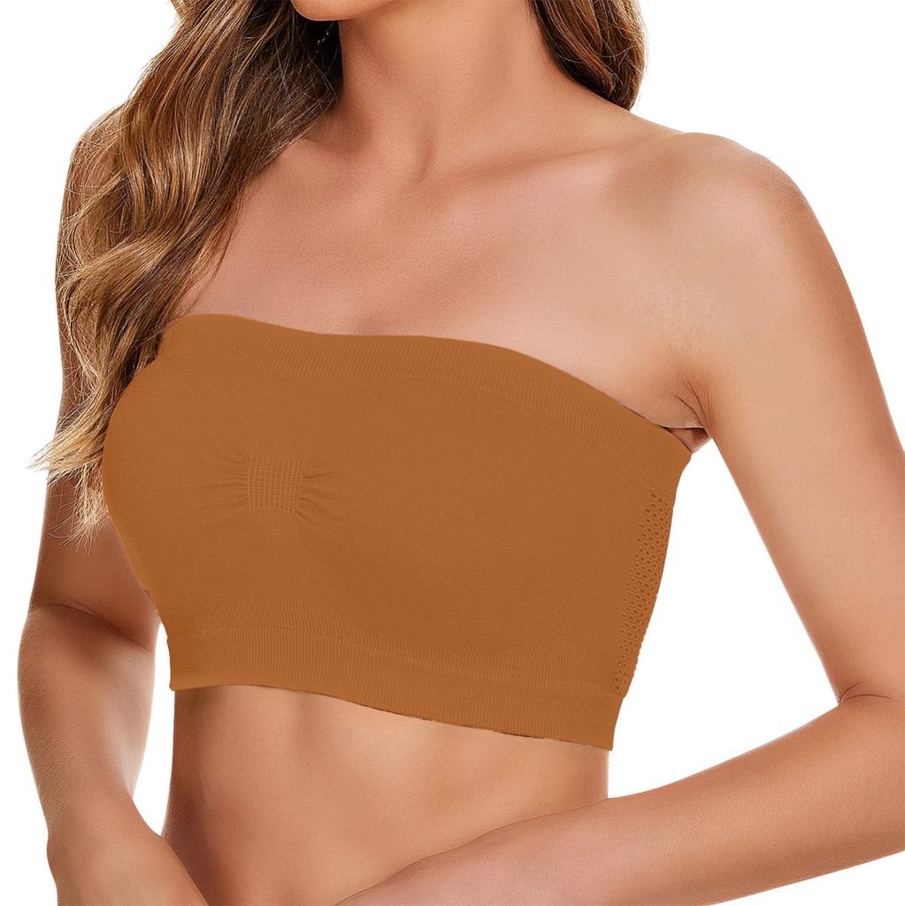 Women's Strapless Bra Solid Color Sexy Light And Thin Inner Tank Top Without Chest Pad, Steel Ring