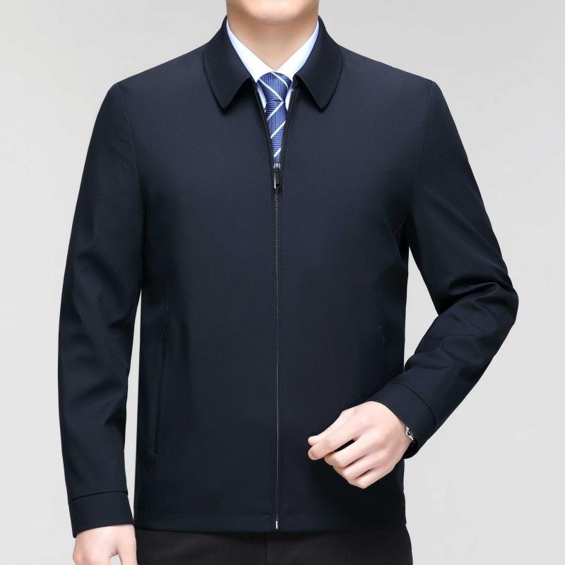 High-end Mulberry Silk Jacket Men's Spring and Autumn Middle-aged Men's Tops Casual Jackets Large Size Middle-aged Dad Tops