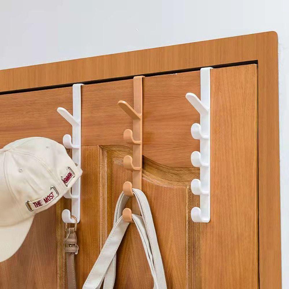 Wall-mounted Door Hanger Hooks 5 Hooks Hanging Rack New Door Hooks for Clothes Bag Caps Purse
