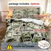 3pcs 3D Money Print Duvet Cover Set Breathable Polyester 100% Bedding with Zipper Closure Machine Washable Digital Printed