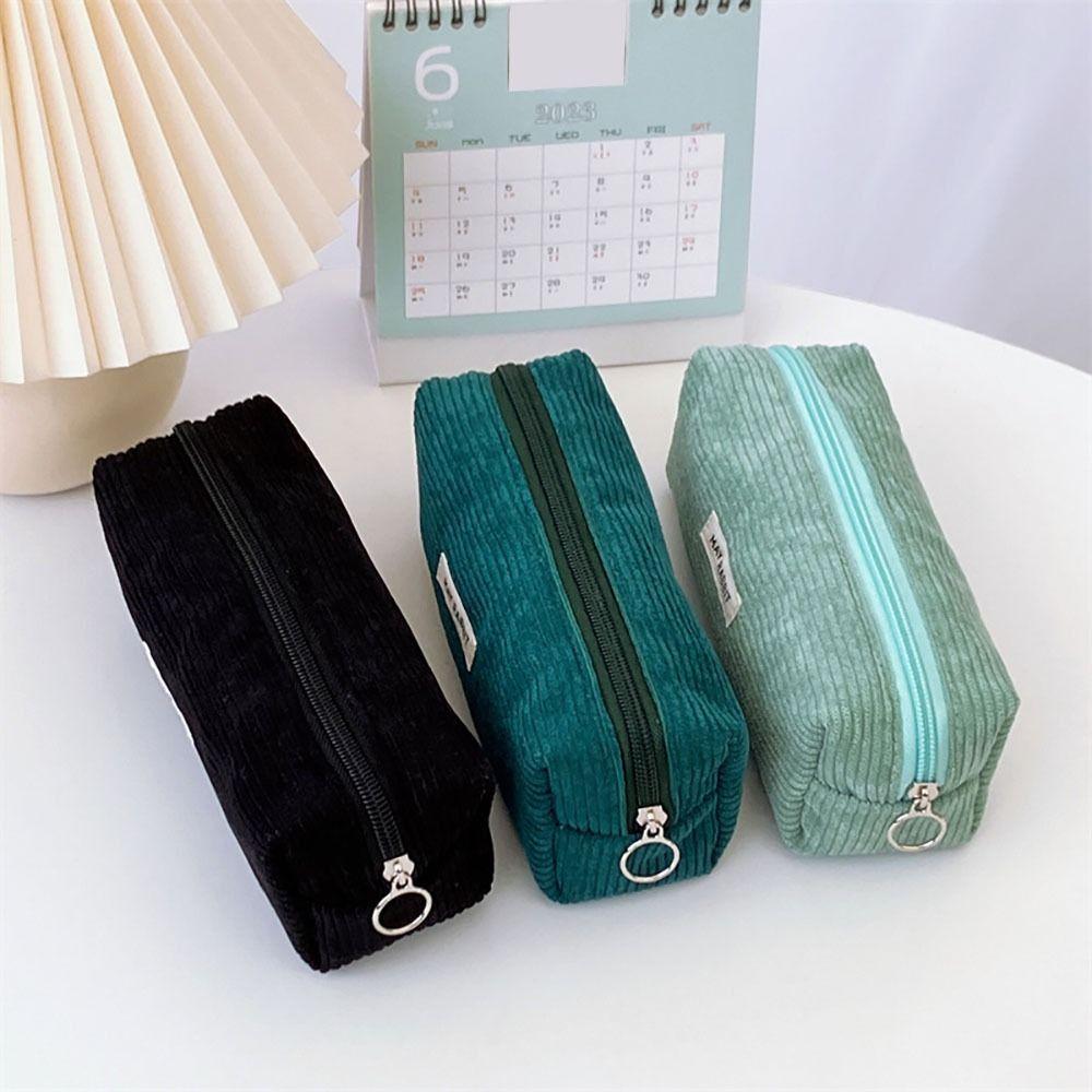 Large-capacity Stationery Storage Bag Corduroy Pen Pouch High Quality Pencil Box