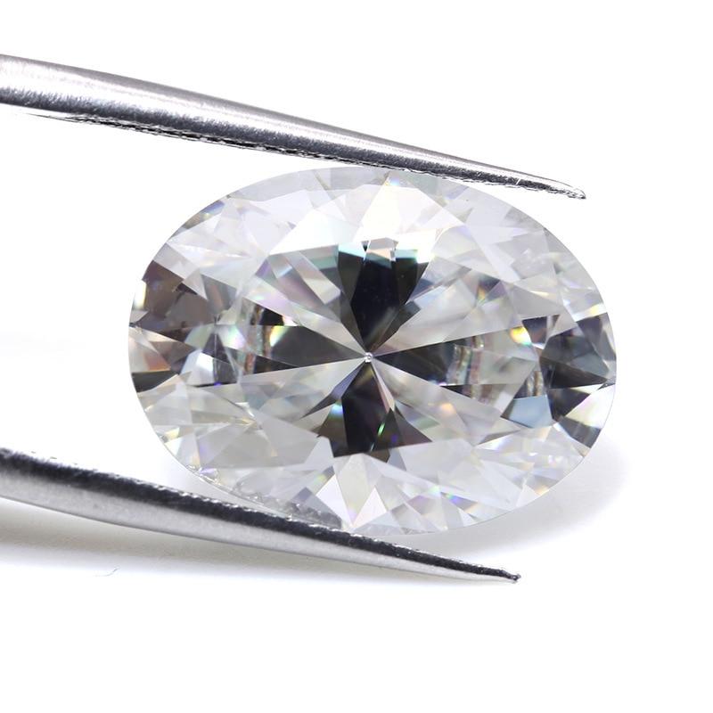 Cellacity Овальные серьги-кольца с белым муассанитом 3А из голого камня и камнем через сертификат GRA в подарок