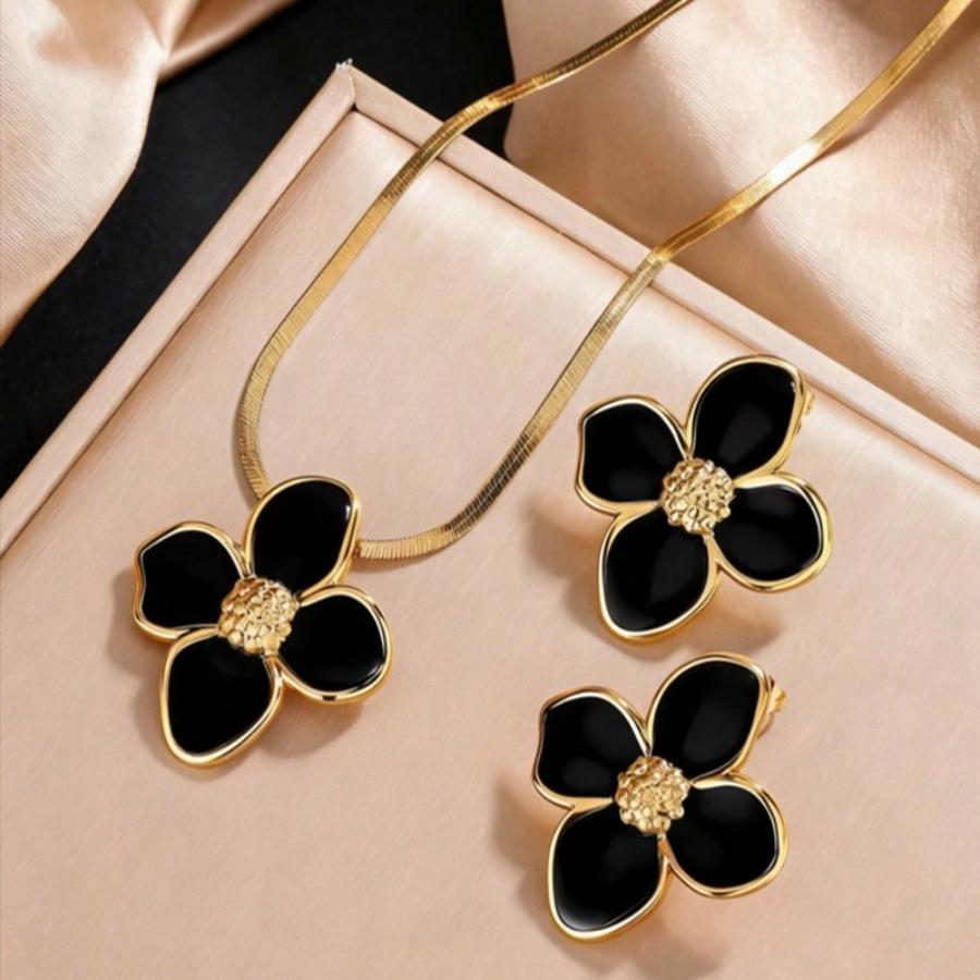 Elegant Stainless Steel Floral Jewelry Set | Durable, Easy to Maintain, Ideal for Daily Wear, Vacations, and Gifts for Wives or Girlfriends