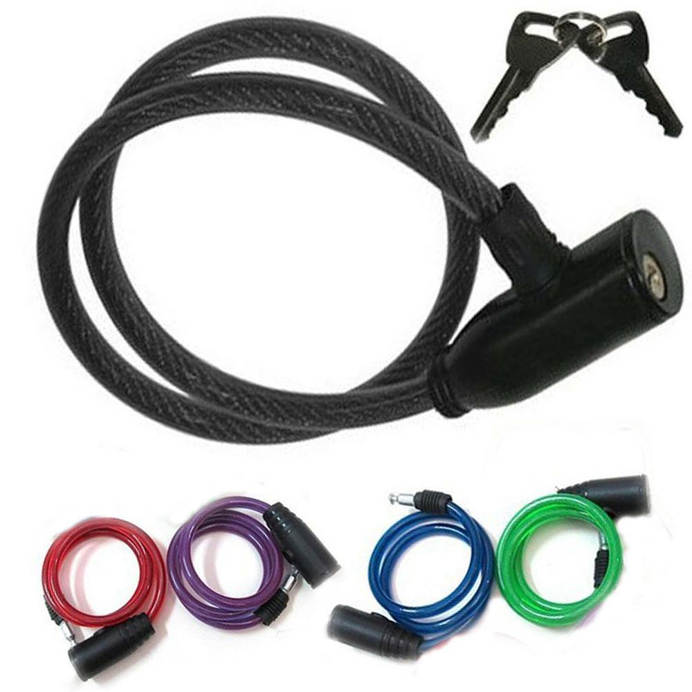 Steel Chain Cycling Bicycle Lock With 2 Keys Steel Spiral Cable Scooter Safety Bike Accessories