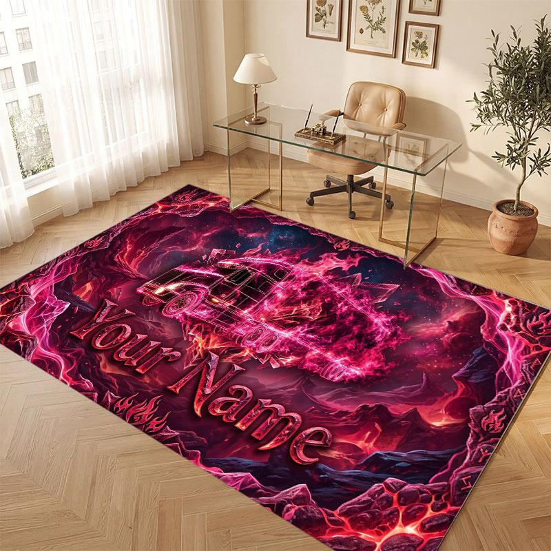Decorative Artwork Theme Crystal Velvet Floor Rug Personalized Custom Name Text Warm Carpet Home Decoration
