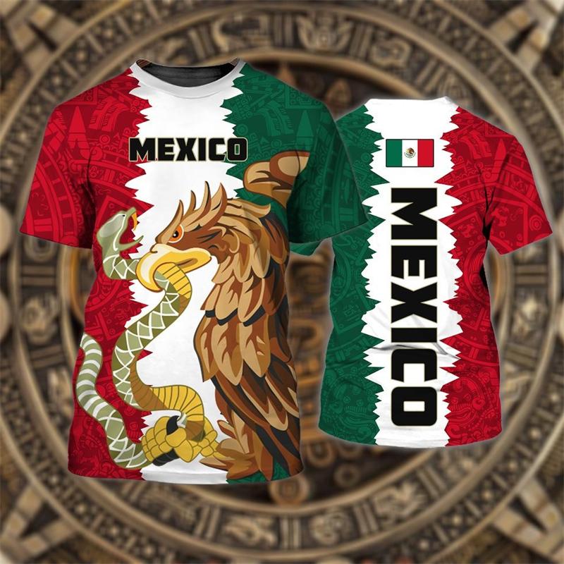 Mexico Flag Printed T Shirt Fashion Street National Emblem Pattern Tee Top Mexican Culture 2025 Fashion New Men Women T Shirts