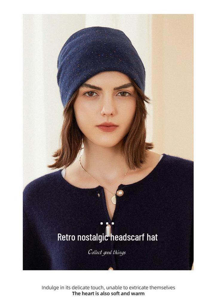 Women's 100% Pure Cashmere Hat: Warm, Double-Layered, New Color Yarn for Autumn and Winter.