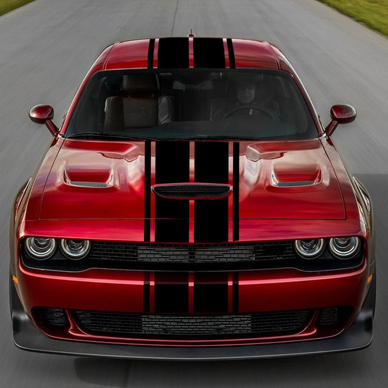Комплект наклеек-полос для капота, крыши и задней части багажника автомобиля для Dodge Challenger SXT RT в раллийном стиле, виниловые наклейки, аксессуары для автотюнинга