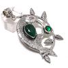 Green Onyx, Diopside Handmade 925 Sterling Silver Jewelry Pendant 2.56" z0F95