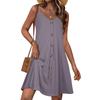 Summer Dresses for Women Spaghetti Strap Button Down Casual Sundress Beach Cover Up Dress with Pockets