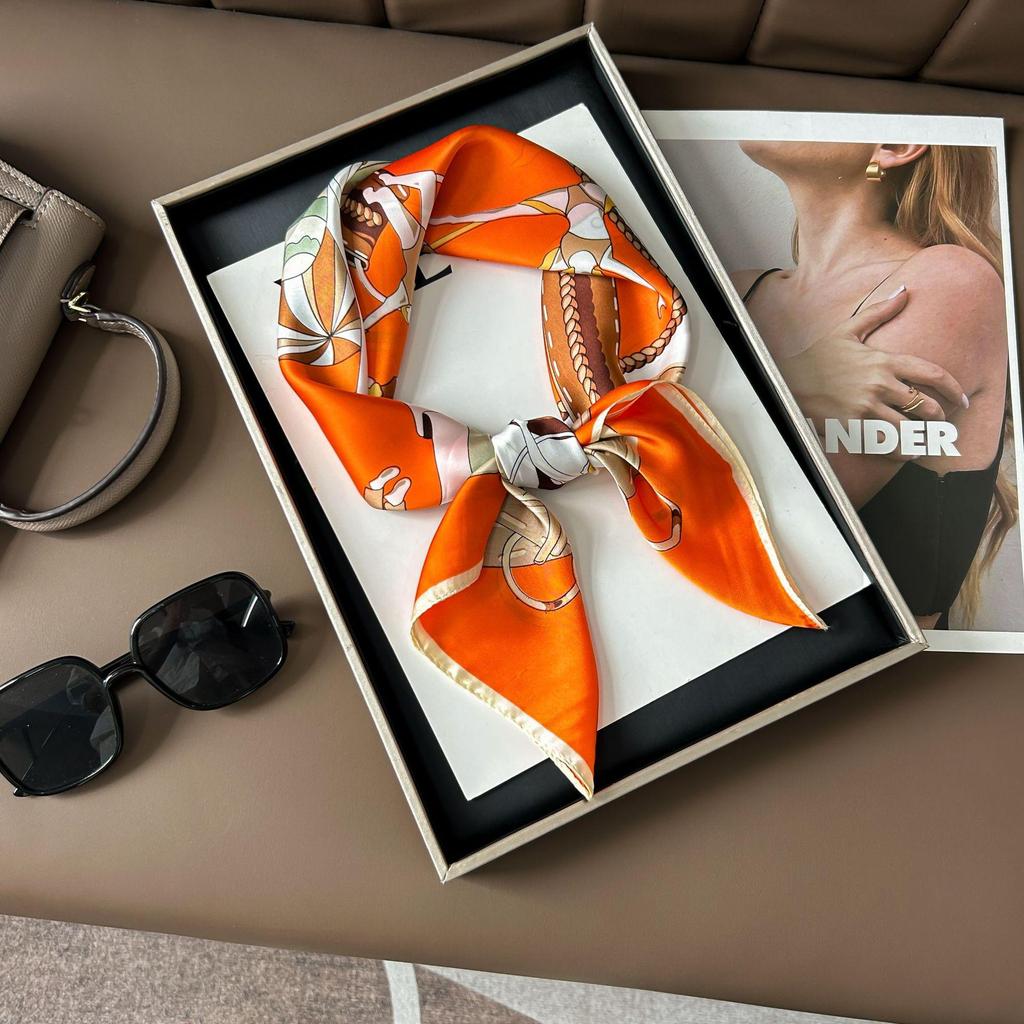 Шелковый шарф премиум-класса с принтом в корейском стиле - Универсальный модный аксессуар