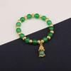 Delicate Pixiu Pendant Bracelet Chinese Style Beaded Bangles Imitation Marble Stone Bracelet  Gifts