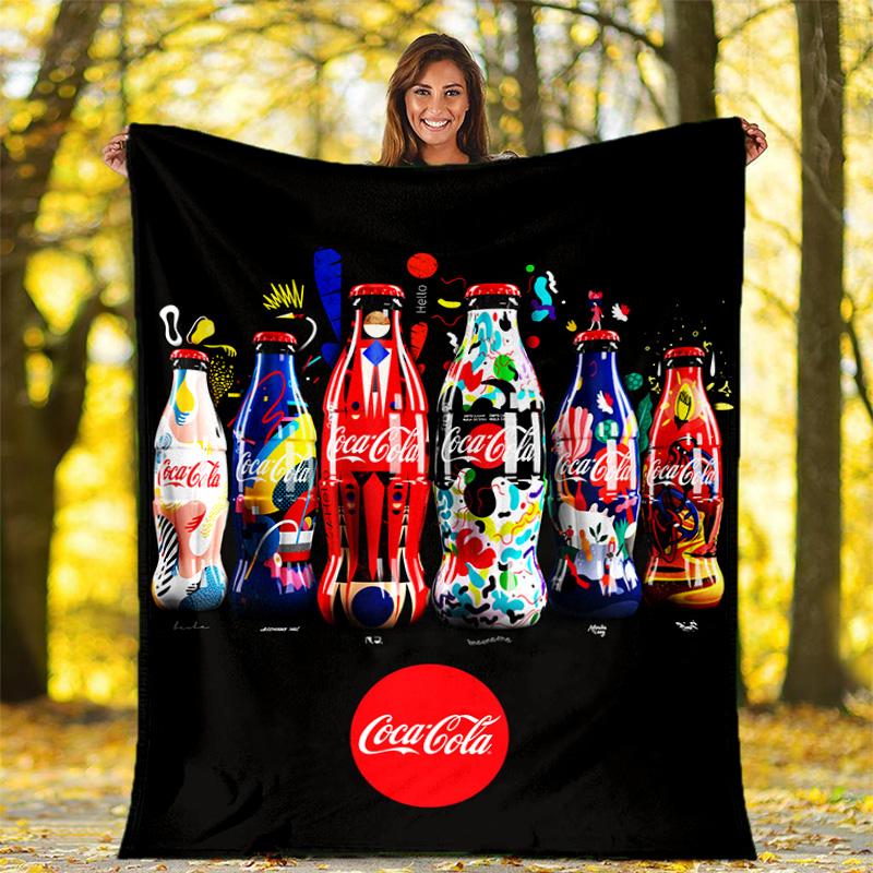Christmas gift Halloween themed cola beverage Coca Cola blanket soft home furnishing nap decoration four seasons warm Sherpa blanket U26