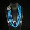 Комплект Ожерелье Браслет Синие Камни Бусины Многослойный Дизайн Позолота Настоящим Золотом Этнический Стиль Ювелирные Изделия