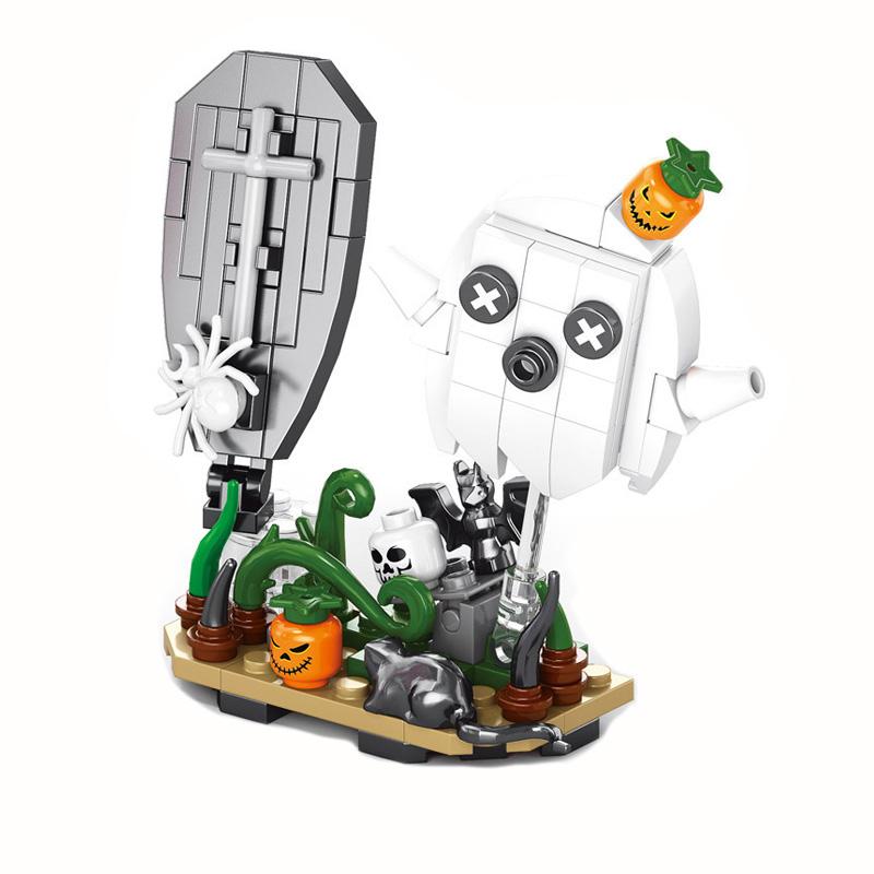 Набор конструктора MOC Bricks Игрушки DIY Тыквенная Голова на Хэллоуин Набор Строительных Блоков Фигурки Скелета Солдата Рождественский Подарок на Хэллоуин для Детей