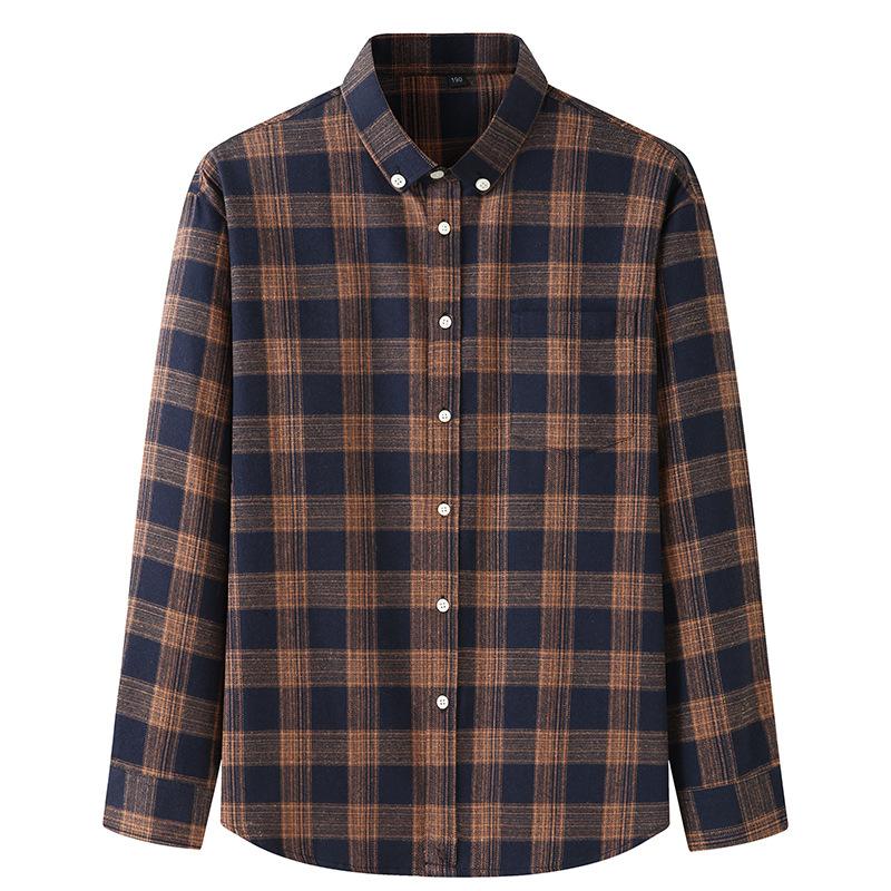 Men 'S Casual Loose All -Match Plaid Long -Sleeved Shirt Men
