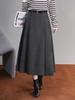 Зимняя юбка А-силуэта с высокой талией из шерсти 2025 - Свободно драпирующаяся, Стройнящая, Средней длины, Складки, Дизайн с широким подолом.